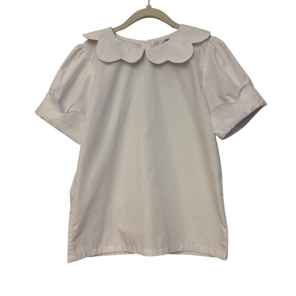 The Yellow Lamp Other - The Yellow Lamp Girls White Scalloped Peter Pan Collar Blouse Button Back Size 8